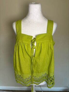Rachel Zoe linen-blend cami Crochet Hem Top Size Medium NWT